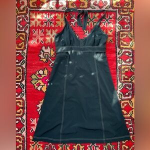 Athleta Black Halter Dress with White Stitching